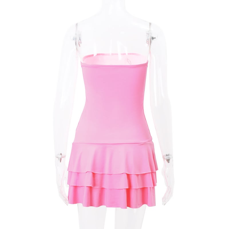 Pink Coquette Tiered Strapless Mini Dress