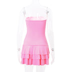 Pink Coquette Tiered Strapless Mini Dress