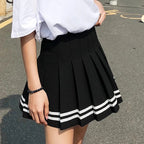 Cute Preppy Sailor School Uniform Pleated High Waist Mini Skirt Bottom E-Girl Kawaii Korean Japanese Harajuku Chinese Retro Streetwear Aesthetic