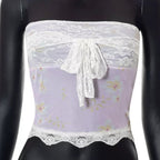 Floral Lace Patchwork Fairycore Tube Top