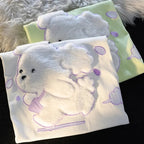 Fluffy Dog Print Short Sleeve T-shirt