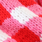 3D Red & White Crochet Cardigan with Yellow Bow