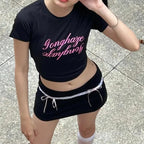 Black Bow Lace Trim High Waist Mini Skirt