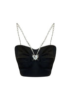Black Heart Chain Strap Crop Top
