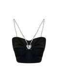 Black Heart Chain Strap Crop Top