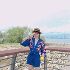 Cute Koi Goldfish Sakura Cherry Blossom Kimono Print Loose Cardigan Blouse Long Sleeve Shirt Top E-Girl Kawaii Korean Japanese Harajuku Streetwear