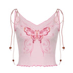 Butterfly Ruffle Trim Crop Top