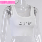 Cute Knit Indie Letter Embroidery Black White Tank Top Crop Top Sleeveless Shirt Goth Punk Casual E-Girl Kawaii Korean Japanese Harajuku Streetwear