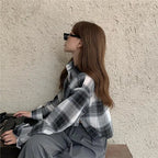 Plaid Long Sleeve Crop Top