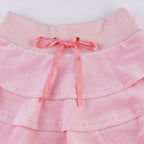 2PCS Pink Zipper Hoodie + Tiered Mini Skirt Set