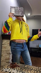 Love Letter Rainbow LGBT Cropped Hoodie Sweatshirt Pullover Long Sleeve Tee Shirt T-shirt Top E-Girl Kawaii Korean Japanese Harajuku Streetwear