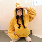 Cute 3D Yellow Duck Hoodie Long Sleeve Pullover Casual Aesthetic Casual E-Girl Kawaii Korean Japanese Harajuku