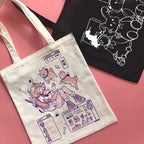 Cute Shiba Inu Anime Girl Cartoon Tote Canvas Bag Shopper Shoulder Bag Aesthetic Casual Summer E-Girl Kawaii Korean Japanese Harajuku