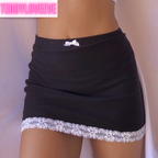 Cute Sexy 90s Vintage Sweet Bow Lace Trim Solid Black High Waisted Mini Skirt Bottoms Aesthetic Goth E-Girl Kawaii Korean Japanese Harajuku Streetwear