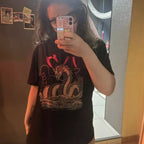 Cute Black Dragon Anime Cartoon Print Oversize Loose Short Sleeve T-shirt Aesthetic Casual Summer E-Girl Kawaii Korean Japanese Harajuku Street