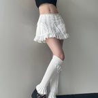 White Fairy Bow Ruffle A-Line Skirt