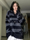 Grey & Black Star Striped Sweater