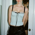 Blue Lace Bandage Slip Tank Top