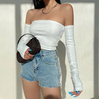 Solid Tube Top With Long Sleeves