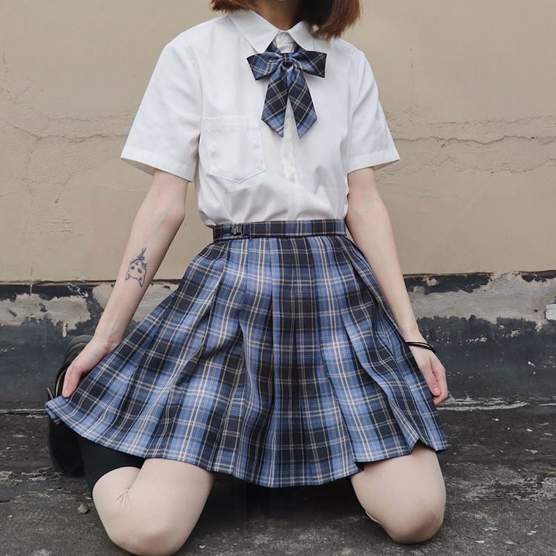 Purple Black Pleated Plaid Skirt Mini High Waisted School Girl Cosplay Sailor E-Girl Kawaii Korean Japanese Harajuku Streetwear