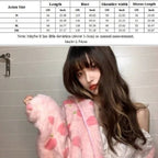 Cute Sweet Pink Peach Plush Oversized Thick Warm Jacket Zipper Hoodie Sweater Winter Autumn Aesthetic Casual E-Girl Kawaii Korean Japanese Harajuku