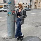 Blue Plaid Maxi Skirt