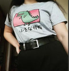 Cute Vintage Dinosaur Print Cartoon Short Sleeve Shirt T-shirt Tee Punk Funny Sweet Summer Casual E-Girl Kawaii Korean Japanese Harajuku Streetwear
