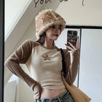 Brown Star Patchwork Long Sleeve T-shirt