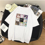 Cute Cat Kitten Animal Cartoon Funny Short Sleeve Shirt Tee T-shirt E-Girl Kawaii Korean Japanese Harajuku Chinese Retro Streetwear Aesthetic
