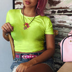 Cute Ying Yang Sun Embroidery Short Sleeve Shirt Crop Top Tee T-shirt E-Girl Kawaii Korean Japanese Harajuku Chinese Retro Streetwear Aesthetic