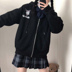 Cute Anime Cartoon Print Long Sleeve Zipper Zip Up Hoodie Sweatshirt Sweater Pullover Jumper E-Girl Kawaii Korean Japanese Harajuku Streetwear