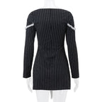 Preppy Bow Sqaure Neck Long Sleeve Dress