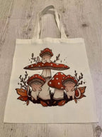 Cute Cat Ghost Mushroom Print Reusable Shopping Bag Canvas Tote Bag Shoulder Bag Aesthetic Casual E-Girl Kawaii Korean Japanese Harajuku