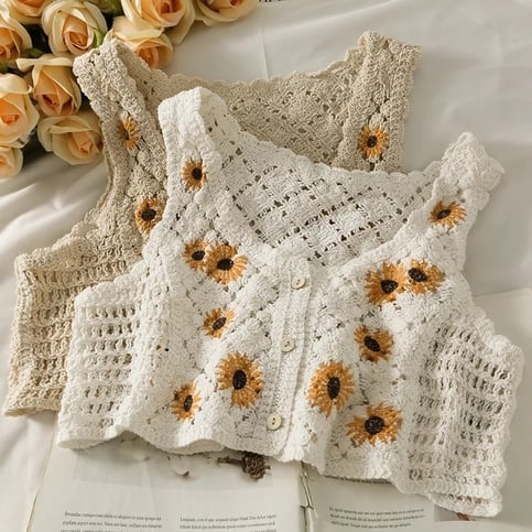 Sunflower Knit Crop Top