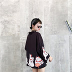 Pink Cat Blouse Kimono Cardigan Cartoon Print Loose Blouse Long Sleeve Shirt T-shirt Top E-Girl Kawaii Korean Japanese Harajuku Streetwear