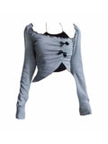 2PCS Halter Top + Long Sleeve Crop Top