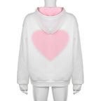 Pink Heart Print Hoodie