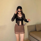 Black Sheer Mesh Cardigan Top