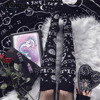 Cute Black Ouija Board Magic Star Moon Print Socks Punk Goth Aesthetic Casual E-Girl Kawaii Korean Japanese Harajuku