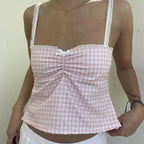 Pink Plaid Bow Crop Top