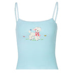 Blue Lamb Print Tank Top