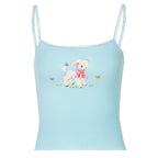 Blue Lamb Print Tank Top