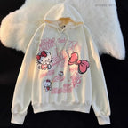 Graffiti Cat Print Hoodie