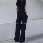 Black Cut Out Oversized Pocket Cargo Pants