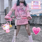 Japanese Fairy Anime Print Short Sleeve T-shirt
