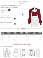Red V Neck Puff Long Sleeve Shirt