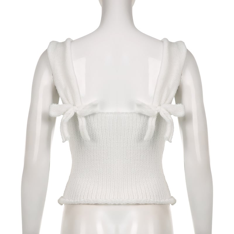White Bow Knit Tank Top