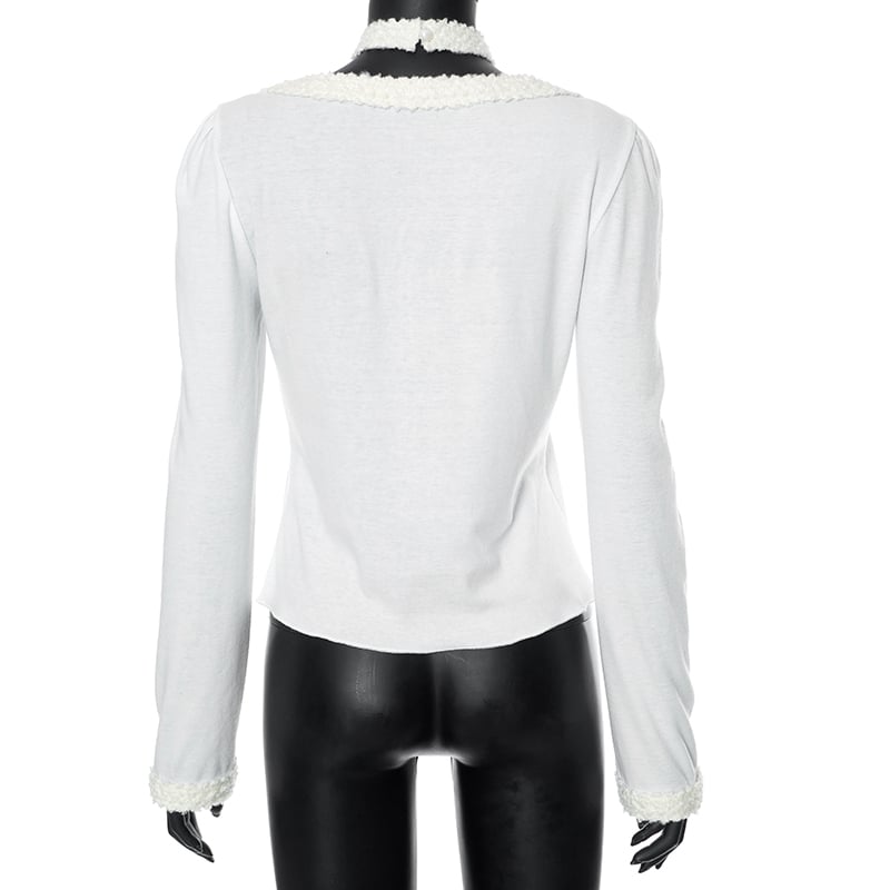 White Heart Fairy Print Long Sleeve Shirt