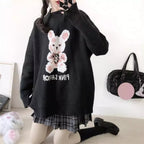 Bunny Knit Casual Sweater Sweatshirt Loose Jumper Long Sleeve Pullover Top Punk Goth E-Girl Kawaii Korean Japanese Harajuku Streetwear