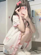 Sweet Pink Bow Short Sleeve Dress